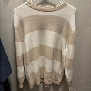 Hollister Beige and White Striped Sweater